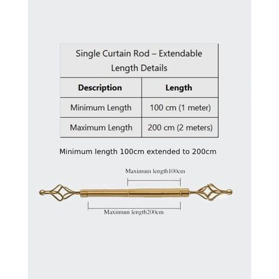 Heavy Duty Extendable Curtain Rod 2 Meter Adjustable Sturdy Steel Gold
