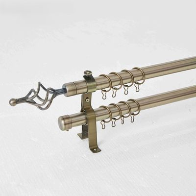 Heavy Duty Extendable Double Curtain Rod 2 Meter Adjustable Sturdy Steel Anti-Brass