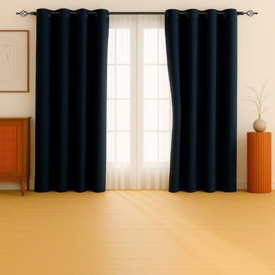 Heavy Duty Extendable Double Curtain Rod 2 Meter Adjustable Sturdy Steel Black