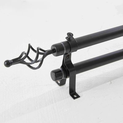 Heavy Duty Extendable Double Curtain Rod 2 Meter Adjustable Sturdy Steel Black