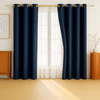 Heavy Duty Extendable Double Curtain Rod 2 Meter Adjustable Sturdy Steel Gold