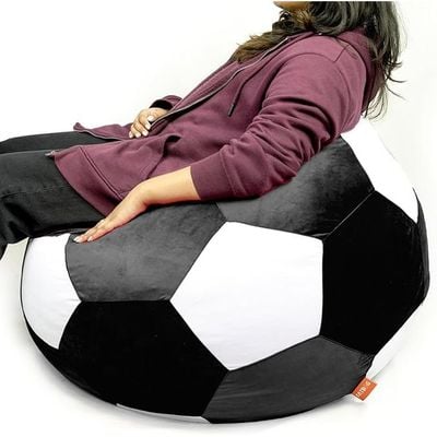 FATBAG Goal Getter Velvety Fabric Bean Bag Assorted colors for kids & adults sizes (Blue & White, Large)