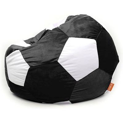 FATBAG Goal Getter Velvety Fabric Bean Bag Assorted colors for kids & adults sizes (Blue & White, Medium)