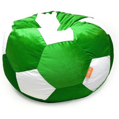 FATBAG Goal Getter Velvety Fabric Bean Bag Assorted colors for kids & adults sizes (Green & White, Medium)