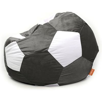 FATBAG Goal Getter Velvety Fabric Bean Bag Assorted colors for kids & adults sizes (Grey & White, Large)