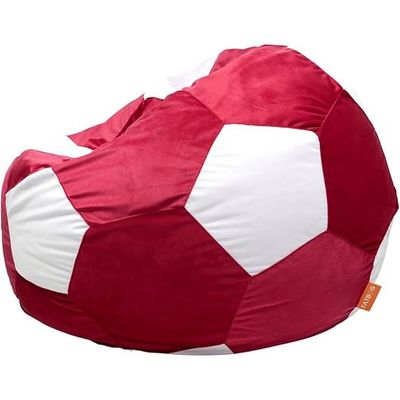 FATBAG Goal Getter Velvety Fabric Bean Bag Assorted colors for kids & adults sizes (Red & White, Large)