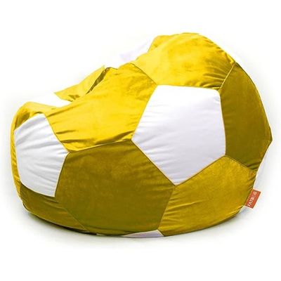 FATBAG Goal Getter Velvety Fabric Bean Bag Assorted colors for kids & adults sizes (Yellow & White, Medium)