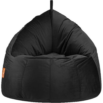 FATBAG Pyramid Lounge Velvet Fabric Sofa Bean Bag Large Size (CHARCOAL BLACK)