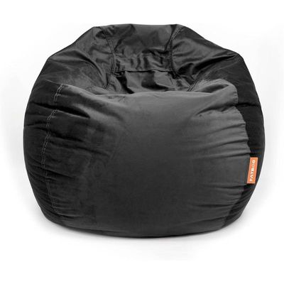 FATBAG Cozy Curve Velvety Fabric Bean Bag for Kids & Adults with separate filler bag sizes Extra Small | Small | Large | X Large | XX Large (Midnight Black, Large)