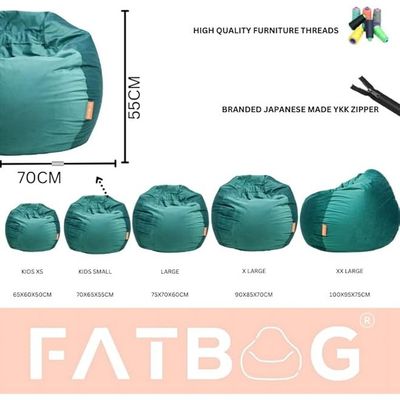 FATBAG Cozy Curve Velvety Fabric Bean Bag for Kids & Adults with separate filler bag sizes Extra Small | Small | Large | X Large | XX Large (Midnight Black, Large)