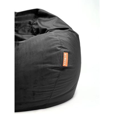 FATBAG Cozy Curve Velvety Fabric Bean Bag for Kids & Adults with separate filler bag sizes Extra Small | Small | Large | X Large | XX Large (Midnight Black, X-Large)