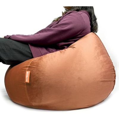 FATBAG Cozy Curve Velvety Fabric Bean Bag for Kids & Adults with separate filler bag sizes Extra Small | Small | Large | X Large | XX Large (Bronze, Extra Small)