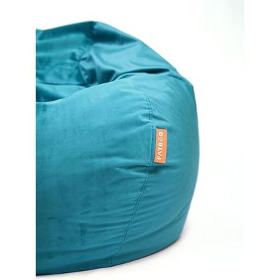 FATBAG Cozy Curve Velvety Fabric Bean Bag for Kids & Adults with separate filler bag sizes Extra Small | Small | Large | X Large | XX Large (Cerulean Blue, X-Large)