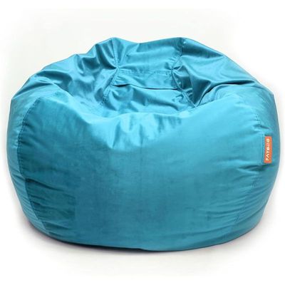 FATBAG Cozy Curve Velvety Fabric Bean Bag for Kids & Adults with separate filler bag sizes Extra Small | Small | Large | X Large | XX Large (Cerulean Blue, X-Large)