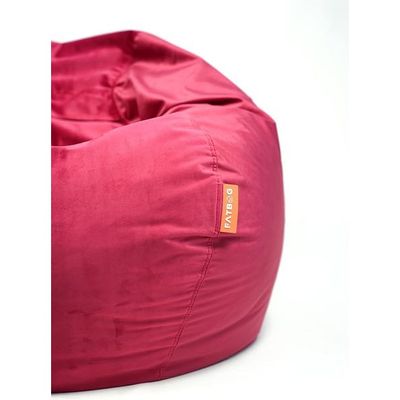 FATBAG Cozy Curve Velvety Fabric Bean Bag for Kids & Adults with separate filler bag sizes Extra Small | Small | Large | X Large | XX Large (Wine Red, Large)