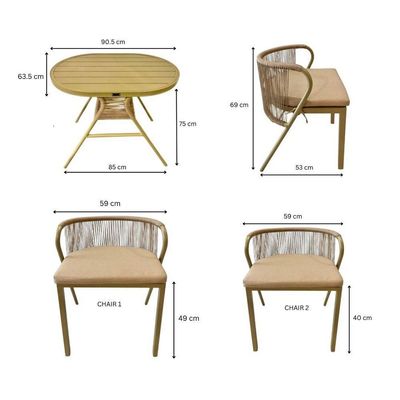 Elba Balcony Set-110×72×78CM-Gold 