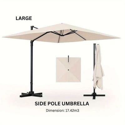 Aluminum Parasol with water base-225×41×136-Beige-1 year Warranty