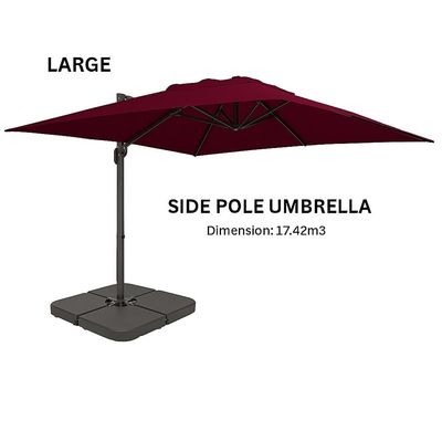 Aluminum Parasol with water base-225×41×136-Red wine -1 year Warranty