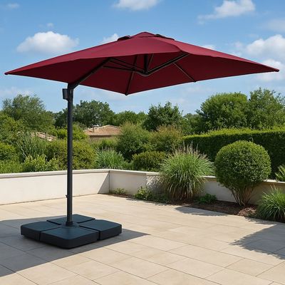 Aluminum Parasol with water base-225×41×136-Red wine -1 year Warranty
