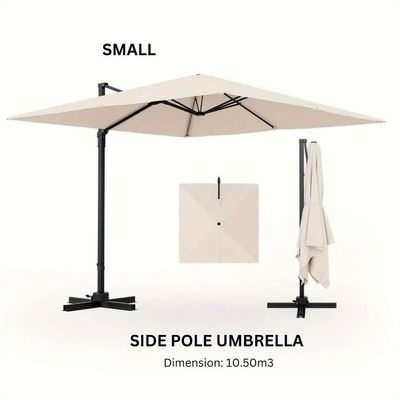 Aluminum & Steel Parasol- Mini Roma turning 360˚-197×48×8-Beige-1 year Warranty