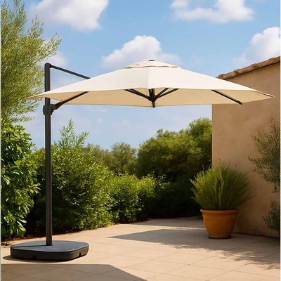 Aluminum & Steel Parasol- Mini Roma turning 360˚-197×48×8-Beige-1 year Warranty