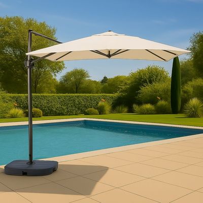 Aluminum & Steel Parasol- Mini Roma turning 360˚-197×48×8-Beige-1 year Warranty