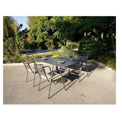 Milan Outdoor Set-90×90×74CM-Gray fram/Beige cushion- 1 Year