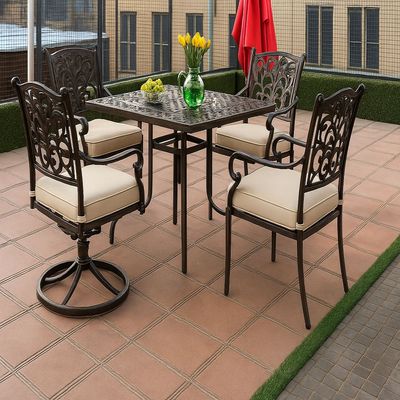 Santorini Outdoor Set- 92×92×74CM- Black frame/Beige cushion- 1 Year
