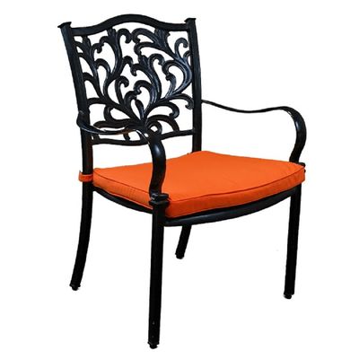 Santorini Outdoor Set- 92×92×74CM- Black frame orange cushion- 1 Year