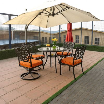 Santorini Outdoor Set- 92×92×74CM- Black frame orange cushion- 1 Year