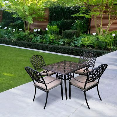 Athene Outdoor Set- 92×92×74CM- Black fram/ Beige cushion- 1 Year