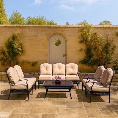 Athene Outdoor Sofa Set-105×55×45CM - Black frame/ Cream cushion- 1 Year