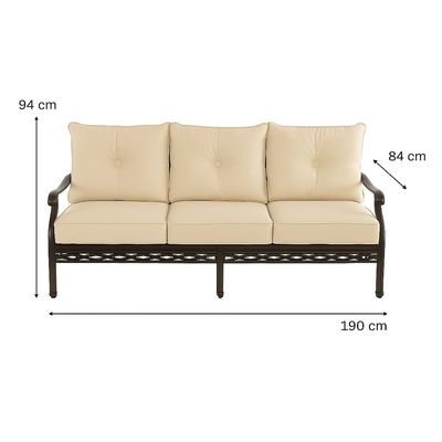 Philadelphia Outdoor Sofa Set- 105×55×45CM- Black frame/Beige cushion- 1 Year