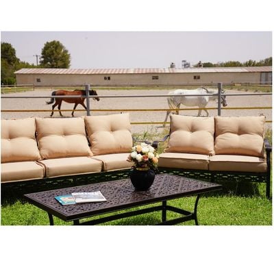 Philadelphia Outdoor Sofa Set- 105×55×45CM- Black frame/Beige cushion- 1 Year