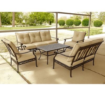 Philadelphia Outdoor Sofa Set- 105×55×45CM- Black frame/Beige cushion- 1 Year