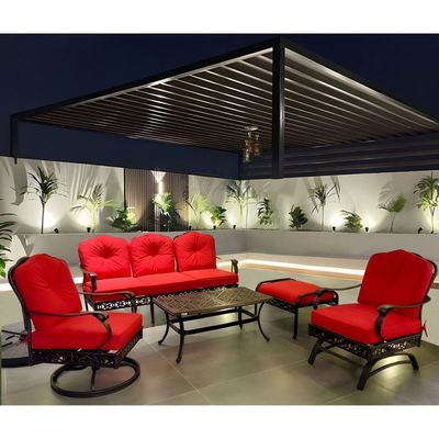 Athene Outdoor Sofa Set- 105×55×45CM- Black frame/ Red cushion- 1 Year