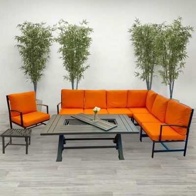 Dallas Outdoor Sofa Set- 160×90×74CM- Black fram/ Orange cushion- 1 Year