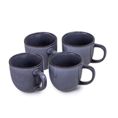 Cuisine Art Ayma Collection 420ml Stoneware Mug - Grey Large & Durable Coffee Cup (Set of 4)