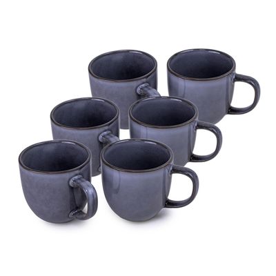 Cuisine Art Ayma Collection 420ml Stoneware Mug - Grey Large & Durable Coffee Cup (Set of 6)