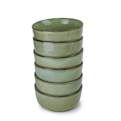 Cuisine Art Lara Collection, Modern & Durable 15cm Stoneware Bowl, Green (Set of 6)
