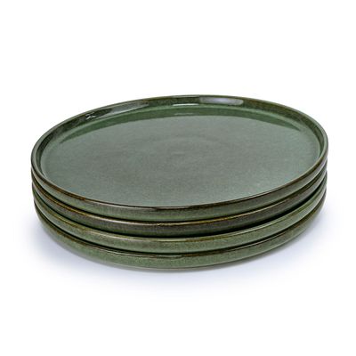 Cuisine Art Lara Stoneware Dinner Plate - 27cm, Light Green (Set of 4)