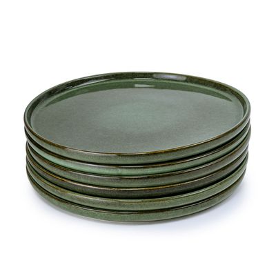 Cuisine Art Lara Stoneware Dinner Plate - 27cm, Light Green (Set of 6)