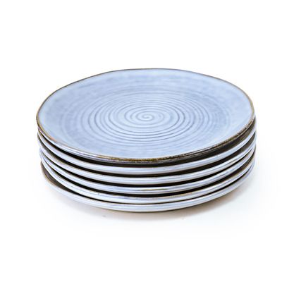Cuisine Art Tia Stoneware Side Plate - 21cm, Blue (Set of 6)