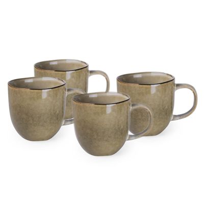 Cuisine Art Jamie Collection 385ml Stoneware Mug - Brown Large & Durable Coffee Cup (Set of 4)