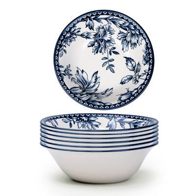 Claytan Rhapsody Collection 6 inch Dark Blue Ceramic Cereal Bowl  (Set of 6)