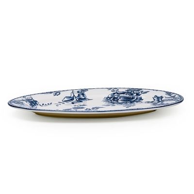 Claytan Rhapsody 14.2-Inch Dark Blue Ceramic Oval Platter (Set of 1)