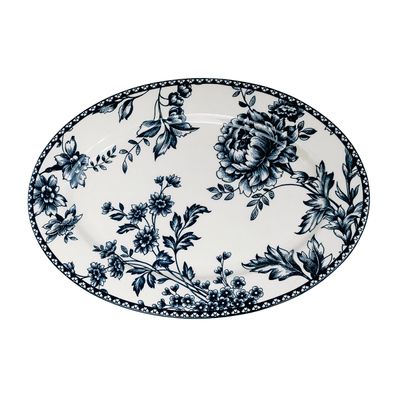 Claytan Rhapsody 14.2-Inch Dark Blue Ceramic Oval Platter (Set of 1)