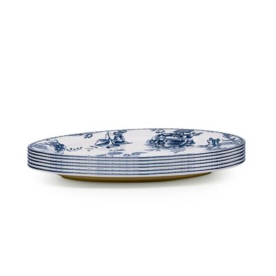 Claytan Rhapsody 14.2-Inch Dark Blue Ceramic Oval Platter (Set of 6)
