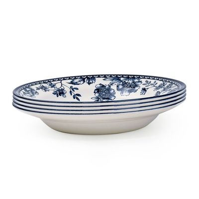 Claytan Rhapsody 9-Inch Dark Blue Ceramic Soup Plate (Set of 4)