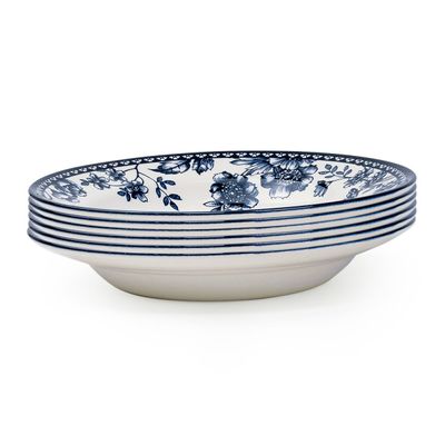 Claytan Rhapsody 9-Inch Dark Blue Ceramic Soup Plate (Set of 6)